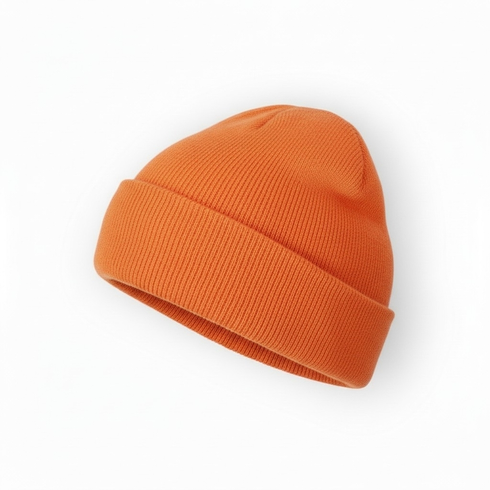 Blaze Orange Knit Beanie Hat Fleece Lined Camo Interior Winter Cap Adult OSFA